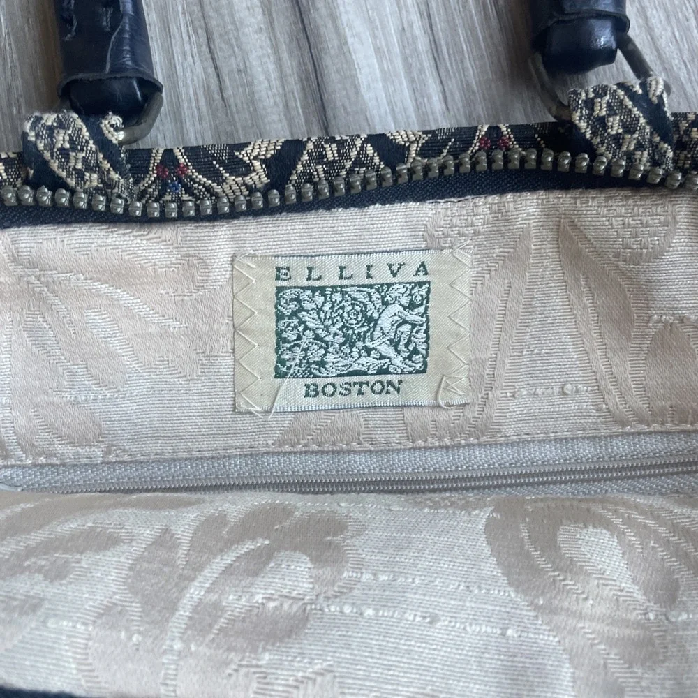 Vintage Elliva Boston Tapestry Briefcase Laptop‎ Case w/ Leather Handle 80s